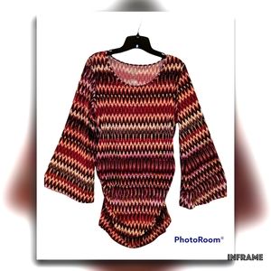 Boho Bell Sleeved Top with Ruched Sides